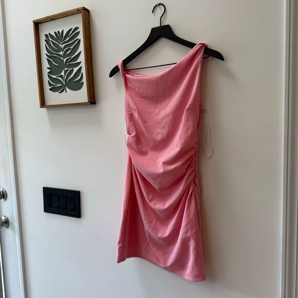 Lulus Becca Light Pink Twisted One-Shoulder Mini Dress size medium - Picture 5 of 8